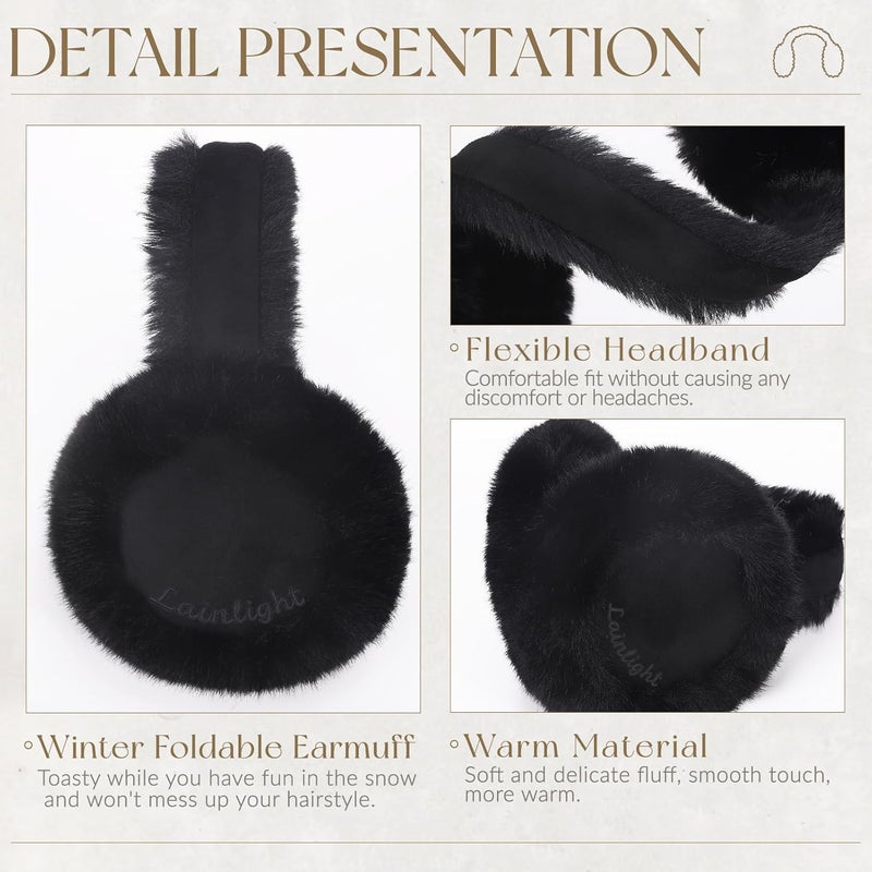 Lainlight Store Ear Muffs for Winter Women Faux Fur Warm Earmuffs Foldable Cute Fuzzy Ear Warmers - Image 3